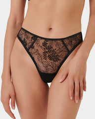Seraphim High Waist Thong Black Lace