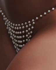 Pearl Embellished Thong with Delicate Chains