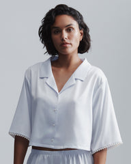 Pearl Embellished Satin Shirt
