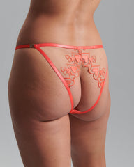 Harlow Open Panty Hot Coral Sheer