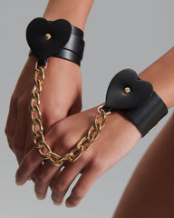 Leather Look Cuffs with Gold Hardware