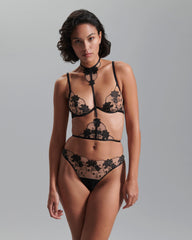Yvette Harness Sheer Mesh Floral Embroidery