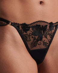 Lace Thong with Floral Embroidery
