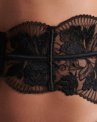 Black Lace Suspender Belt with Delicate Floral Embroidery