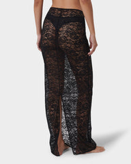 Floral Lace Long Skirt with Rear Split