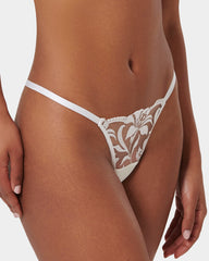 Floral Embroidered Sheer Thong