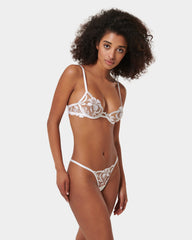 Floral Embroidered Sheer Thong