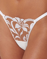 Floral Embroidered Sheer Thong