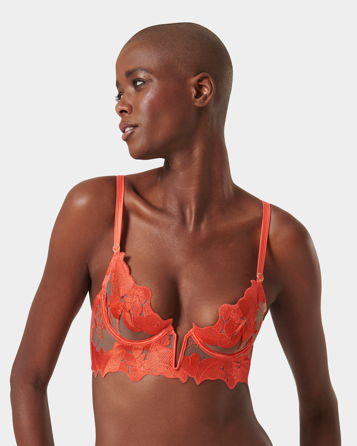 Serene Coral Lace Longline Bra