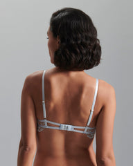 Floral Embroidered Sheer Bra in Blue