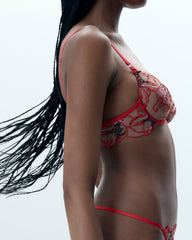 Floral Sheer Lace Bra Romantic Red Lingerie