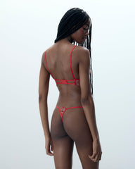Sheer Floral Thong Red Lace Delicate