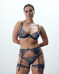 Laurel Sheer Floral Thong Navy