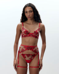 Floral Embroidered Mesh Harness Statement Piece