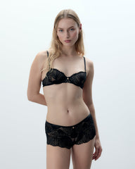 Floral Lace Boy Shorts in Classic Black