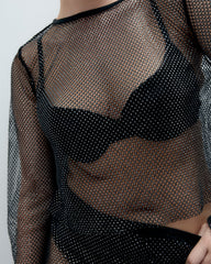 Sheer Mesh Top with Sparkling Embellishments