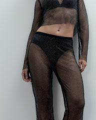 Sheer Mesh Trousers Black Sparkle Night