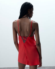 Romantic Satin Chemise with Floral Embroidery