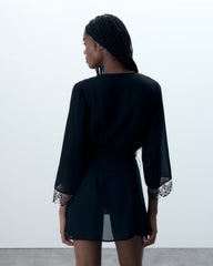 Marisa Chiffon Sheer Kimono Black