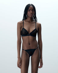 Embroidered Thong Sheer Back Minimal Design